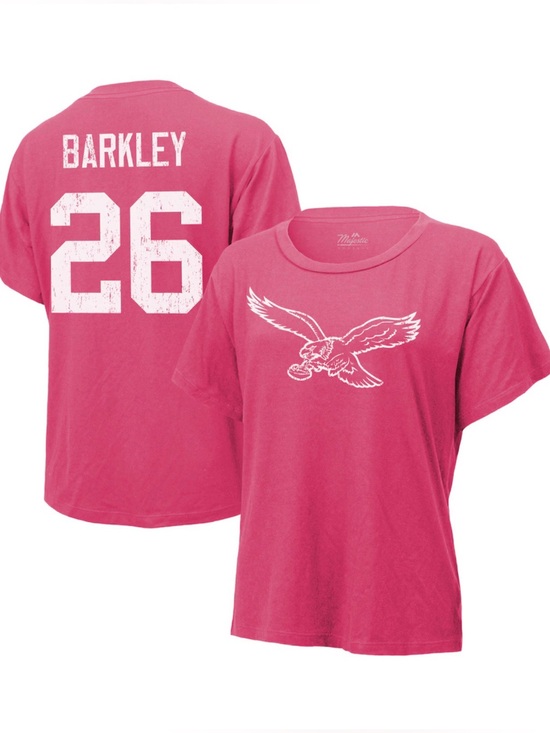 Majestic Tops - NFL Philadelphia Eagles Pink Barkley 26 Eagles Graphic T-Shirt, Size XL